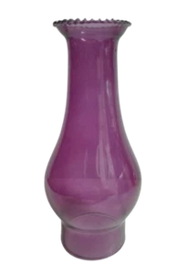 8 1/4" x 2 5/8" Amethyst Beaded Top Glass Chimney For Oil Lamps #1 Burners New - Picture 1 of 11