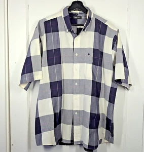 Vintage Christian Dior Monsieur S/S Shirt Men's XL Plaid Cotton Blend USA Made - Picture 1 of 7
