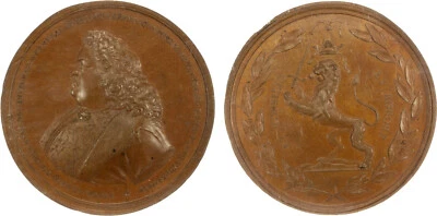 Top Pop! 1682-1725 RUSSIA, Peter I the Great, AE medal, [1698], NGC MS64 BN - Image 1 of 2