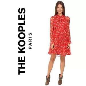 Abito floreale The Koople in seta crepon linea tratteggiata - rosso taglia US M $425 - Foto 1 di 10