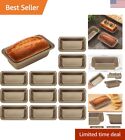 Non Stick Small Loaf Pan Set - 12 Pcs Carbon Steel Baking Tins - Gold