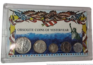 US Obsolete Coins of Yesteryear Liberty Half Dollar Mercury Dime Steel Penny - Picture 1 of 4