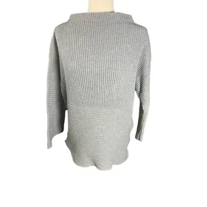 Maglione Vince Camino finto collo, maniche a campana, grigio, taglia media, a costine - Foto 1 di 14