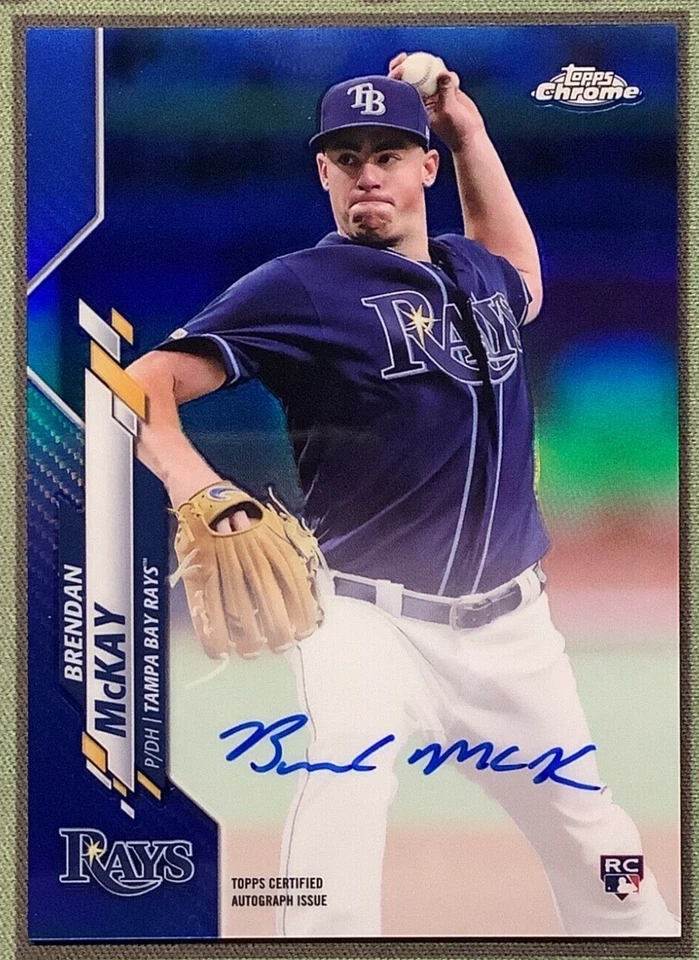Brendan Mckay 2020 Topps Chrome Blue Refractor Auto /150 Rays Rookie Autograph - Image 1 of 3