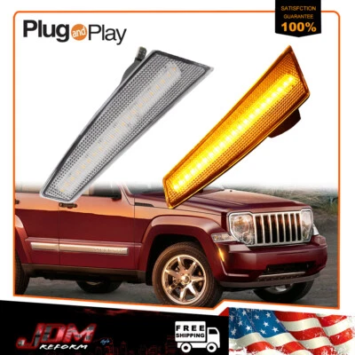Clear Amber LED Front Bumper Parking Side Marker Lamp For 2008-2012 Jeep Liberty - Image 1 of 4