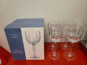 Marquis by Waterford OMEGA  Glasses Set of 4 Crystal All Purpose Wine 151725 - Picture 1 of 8