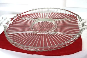 Bandeja de 6 secciones de vidrio transparente Jeannette National con asas 12 1/2 pulgadas - Imagen 1 de 5