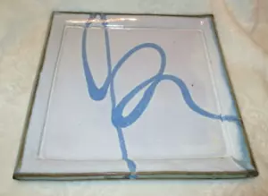 Vintage~Square Plate~Signed~Pottery~9 5/8" x 9.75"~Pre-Owned - Picture 1 of 13