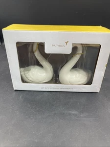 PAPYRUS 2er Set SCHWÄNE Keramik Ornamente WEISS Neu im Karton - Bild 1 von 10