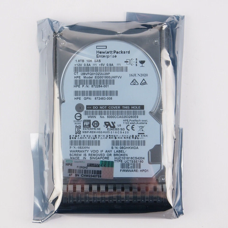 HP 1.8TB 872481-B21 872738-001 SAS 10K 12Gb/s 2.5" SC ENT 512E DS FIRMWARE HDD - Image 1 of 4