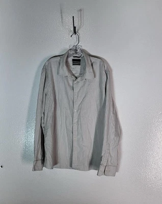 Camisa masculina Nordstrom acabamento XXL ajuste algodão xadrez cinza manga longa botão para cima - Imagem 1 de 4