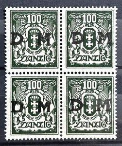 German Danzig 1923 block of 4 Stamps Mi:DA D37 Officials o/print DM MNH /1781 - Picture 1 of 1