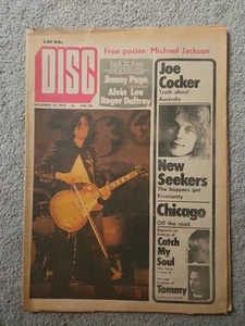 Disc Newspaper November 25th 1972 Jimmy Page Cover Michael Jackson Poster - Picture 1 of 5