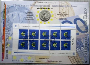 Bund Numisblatt Währungsunion Nr. 1/2002 mit 10,-- € Münze und KB - Picture 1 of 1