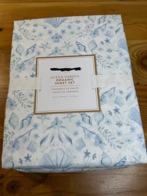 Pottery Barn Teen Ocean Garden Organic Sheet Set~Queen - Image 1 of 3