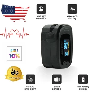 OLED Spo2 Finger Tip Pulse Oximeter Blood Oxygen Heart Rate Machine Black USA - Picture 1 of 12