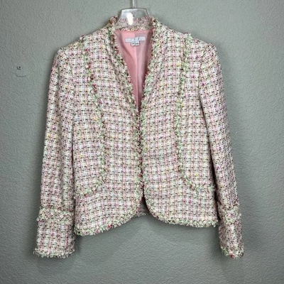 Chaqueta De Colección Ice Tweed Dama 8 Rosa Mezcla Seda Blazer Floral Rosa Hada Y2K Delicada Foto 1 de 4