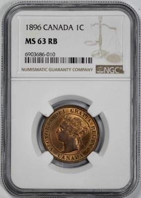 1896 Canada 1c Large Cent NGC MS 63 RB - Image 1 of 4