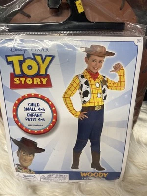 Disney Toy Story - 4 PCS Woody Size 4-6 Child Small Costume **With Hat** NEW — 第 1/3 张图片