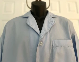 NEW Vintage Christian Dior Pajama Shirt- Mens M- Long Sleeve w/ Pockets - Blue - Picture 1 of 12