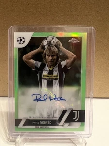 2022/23 Topps Chrome UEFA Pavel Nedved Neon Green Refractor Auto /99 - Bild 1 von 3