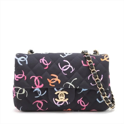 Chanel Mini Matelasse 20 canvas Single Flap Single Chain Bag Navy Blue Gold Meta - Image 1 of 4