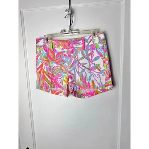 Lilly Pulitzer Shorts Damen 2 rosa Blumen Callahan Stretch Resort hell adrett - Bild 1 von 9