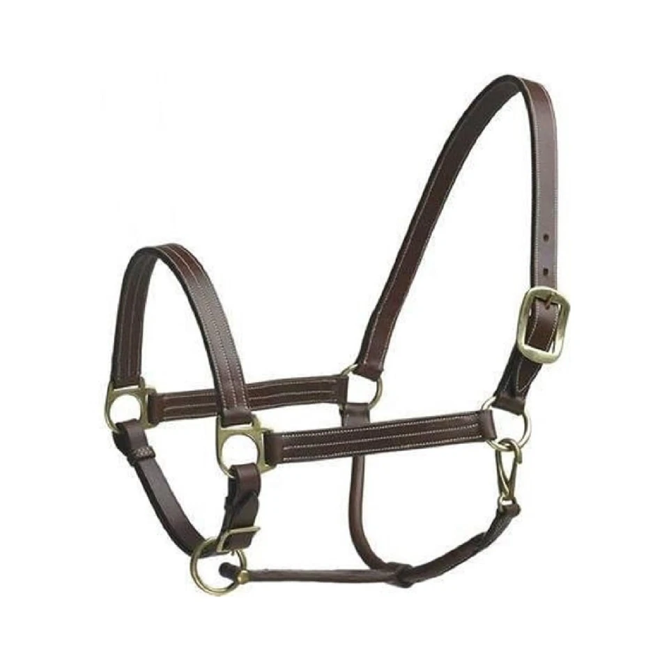 Camelot Leather Adjustable Noseband Stable Halter With Snap COB Brown