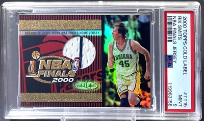 Rik Smits 2000-01 Topps Gold Label NBA Finals Game Worn Jersey Pacers #TT15 PSA9 - Image 1 of 2