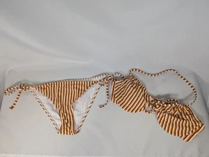 Roxy Bikini Set - Side Tie Moderate Golden Ochre - Top L - Bottoms M - Picture 1 of 9