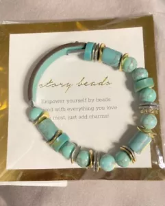 Stella & Dot Bracelets (2x) TURQUOISE STORY BEADS Beaded Bracelets BEST FRIENDS - Picture 1 of 5
