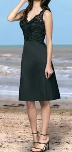 Vestido de novia para mujer Da Vinci de graduación negro satinado encaje sin mangas talla 10 - Imagen 1 de 6