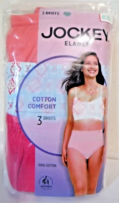 Jockey 3 Briefs Panties Cotton waistband 1486 Sorbet Berry Pink mix sz 8 - Image 1 of 4