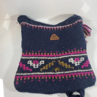 Vintage Sherpa Crossbody Bag 100% Lamb Wool made in Nepal Blue - Image 1 of 4