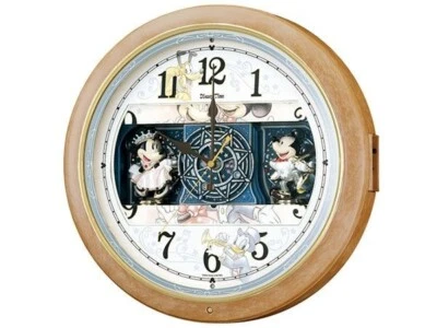 Relógio de parede SEIKO Mickey Minnie rádio analógico Karakuri 6 músicas melodia FW561A - Imagem 1 de 4