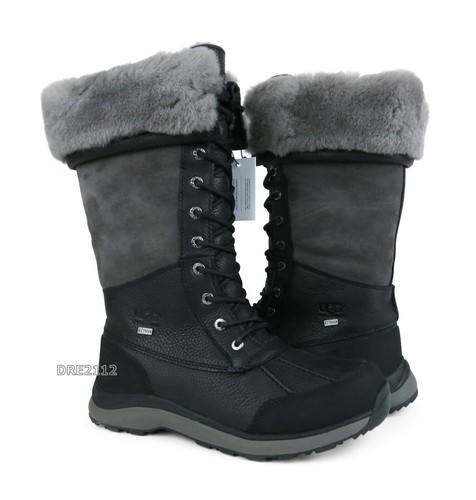 Stivali UGG Adirondack Tall III neri in pelle e pelliccia da donna taglia 9 NUOVI 
