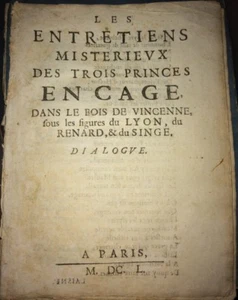 LES ENTRETIENS MISTERIEUX DES TROIS PRINCES EN CAGE DANS LE BOIS . 1650. - Foto 1 di 2
