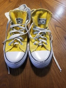 Yellow women's hightop converses -used and worn but still good condition SIZE 7 - Picture 1 of 5