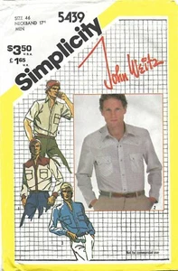 Simplicity 5439 JOHN WEITZ Yoked Shirt w Flapped Pockets Sz 46 CUT COMPLETE 80s - Picture 1 of 5