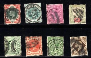 8 Great Britain Perfins. ~ Used - Imagen 1 de 2