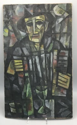 Antikes Abstraktes Gemälde Signiert Avantgarde Bild Ölgemälde Alt Ziehharmonika - Bild 1 von 4