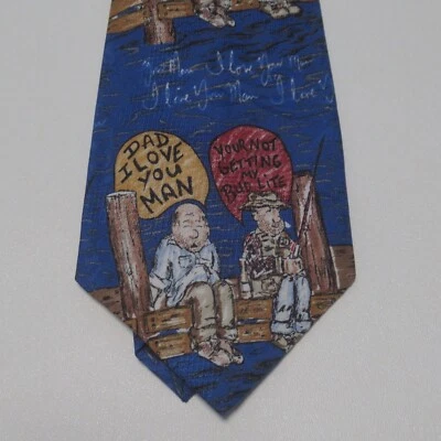 Винтажный 90-х Budweiser пиво шеи галстук полиэстер папа я люблю тебя человек рыбалки - Изображение 1 из 4