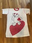 Vintage Bear With Bows Red Heart Night Shirt Gown Sharellee Pajamas One Size NWT