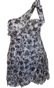 Size S Grey White Grecian Style One Shoulder Tunic Top BNWT Fits approx Size 6 - Picture 1 of 6