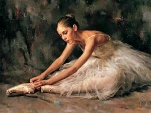 ZOPT022 100% Handmade Painted Dancing Girl Portrait Oil Painting Art On Canvas - Picture 1 of 2