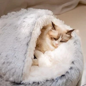 Maniby Velvet Mittens Pet Bed 60cm Semi-Covered Cozy Nest for Cats & Small Dogs - Picture 1 of 12