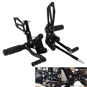 Black Adjustable Rearset Footrests Foot Pegs For SUZUKI SV 650 GSXR 600 750 1000 - Picture 1 of 8