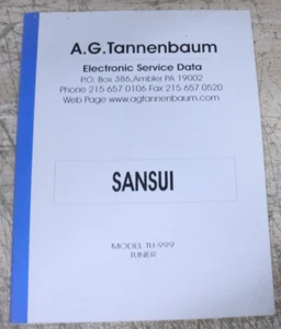 Nice Vintage A.G. Tannenbaum Sansui Model TU-999 Stereo Tuner Service Manual USA - Picture 1 of 3