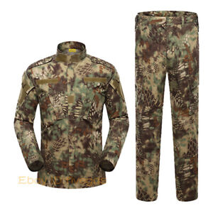 2PCS Men Military Uniform Tactical Outdoor Combat Camo Special Clothes Coat Pant