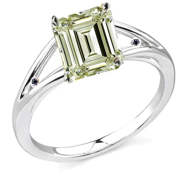 ANILLO DE PLATA MOISSANITA Y DIAMANTE NEGRO NATURAL ESMERALDA AMARILLO BLANCO VS1 1,40 quilates Foto 1 de 1